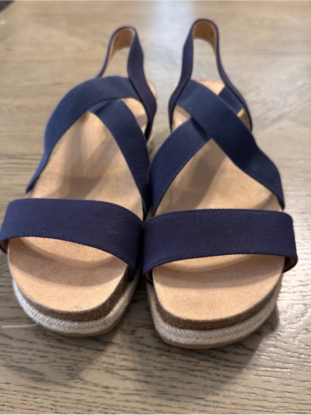 Lifestride Breeze Womens Soft System Strappy Wedge Sandals Navy Canvas Size 11M - Picture 2 of 5
